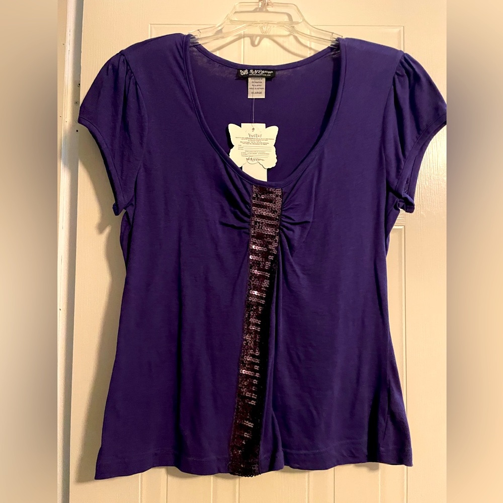 Purple Sequined Self Esteem Shirt